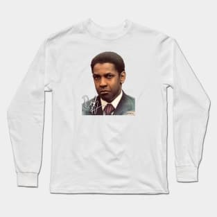 Denzel Washington Signed Portrait Long Sleeve T-Shirt